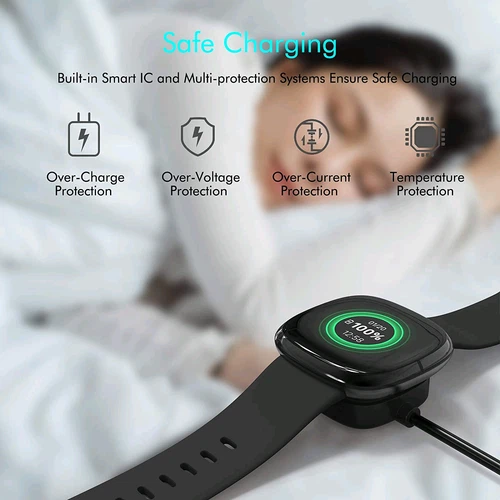 Kabelloses Ladegerät für Fitbit Sense Versa 3 4 Watch USB Schnellladestation Kabel - Bild 2 von 12