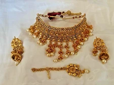 sk 34 Indian Jewelry Bollywood New Fancy Beautiful Party Choker Necklace Set