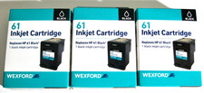 WEXFORD 61 BLACK INKJET CARTRIDGES -LOT OF 3 -REPLACES HP 61 BLACK -NIB