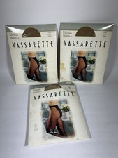 3 New Open Vtg Vassarette Floral Lace Hi-Cut Panty Hosiery Nude Long 7640