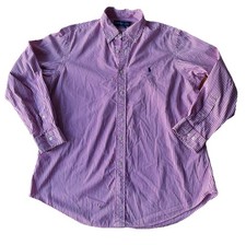 Ralph Lauren Men s Size 32 Pink Long Sleeve Striped Button Down Shirt