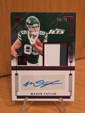 2025 Panini Impeccable - Mason Taylor - Rookie Patch Auto Red /75 RC MEM Jets