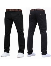 Men's Slim-Fit Chinos Belted Casual Trousers Comfort Cotton Pants by Crosshatch
