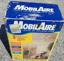 Vintage NOS 1992 Encon MobilAire Portable 3 In 1 Floor Table Fan Lamp System