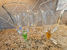 Set of 11 Artland Iris Amber Stem Iced HAND BLOWN Glasses