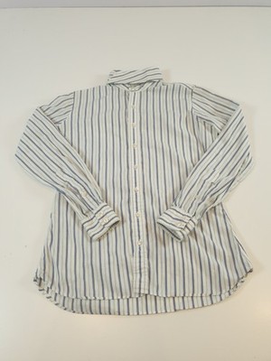 Vintage Essex Shirt Mens 36 Removable Collar Button Up Made USA Striped 80s