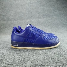 Nike Air Force 1 Low Shoes Mens Size 10.5 Blue Woven Leather Sneakers 718152-404