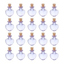 20 Pcs Small Cute Heart Mini Glass Bottles Jars with Cork Stopper, Purple