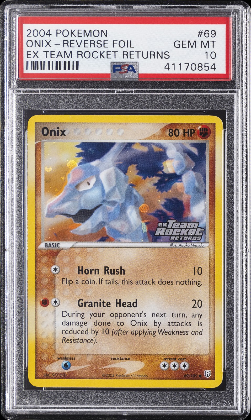 2004 POKEMON EX TEAM ROCKET RETURNS #69 ONIX-REVERSE FOIL PSA 10