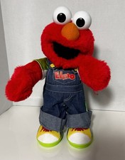 Fisher Price Let  s Pretend Elmo He Talks And Sings In Overalls Plush Toy Figure