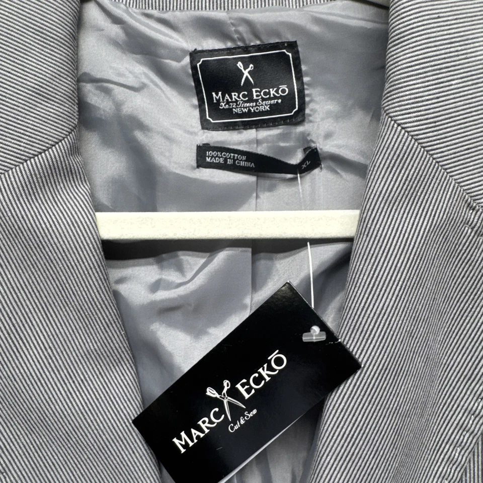 Abrigo deportivo Marc Ecko para hombre Blazer XL gris corte y costura parche en el codo a rayas Foto 4 de 4