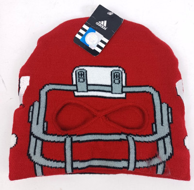 Adidas Wisconsin Badgers Youth Helmet Knit Over Eyes Beanie Football Team OSFM