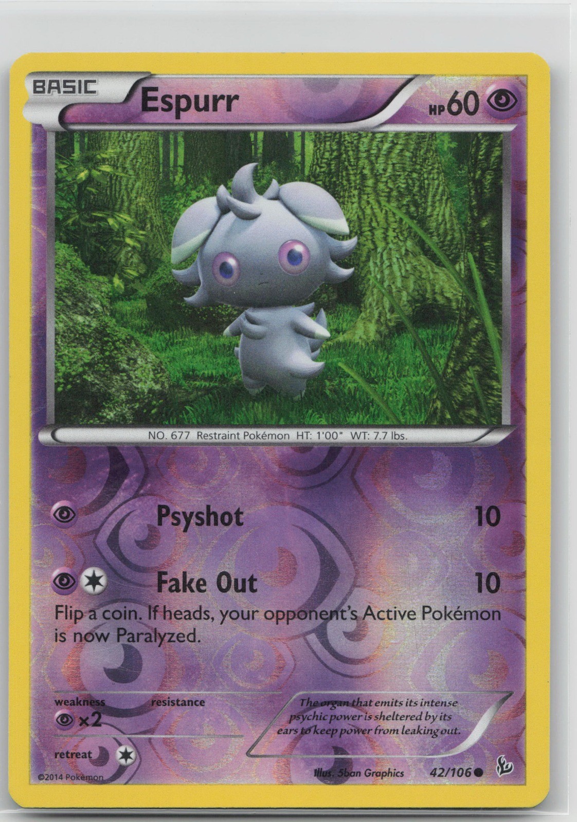 Espurr Common Psychic XY - Flashfire 42/106 LP 2014 5ban Graphics Reverse Holo
