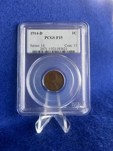 1914-D Lincoln Cent 1c Wheat Penny "Semi-Key Coin" *PCGS F15 Choice Fine*