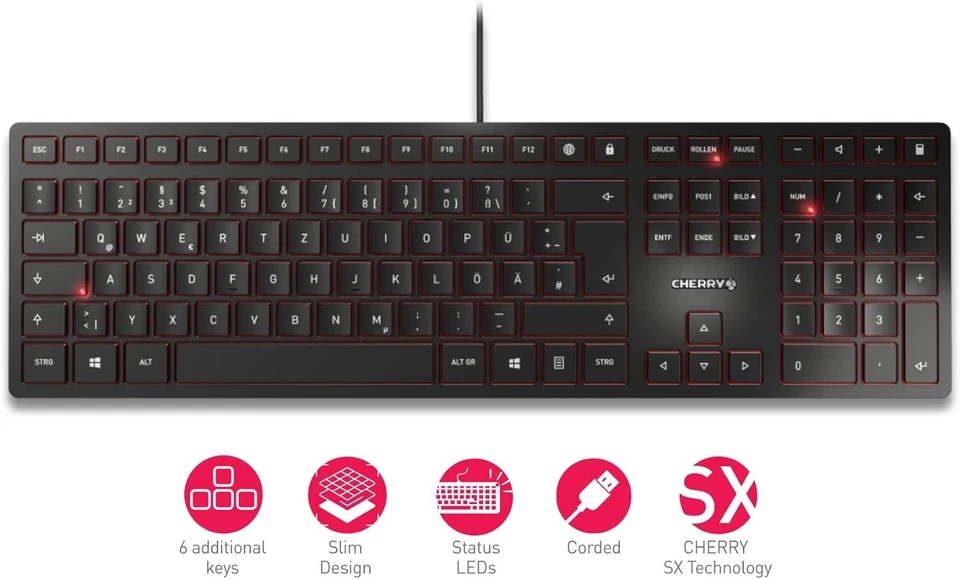 CHERRY KC 6000 SLIM, ultra-flat design keyboard, German layout (QWERTZ), wired ( - Image 3 of 4