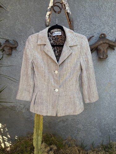 Dolce & Gabbana, Giacca blazer vintage Dolce & Gabbana beige lino tweed taglia small / IT 38