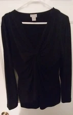 Chico's: Womens Long Sleeve Blouse, Size 1, Rich Black Color, Beautiful!