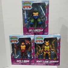 2025 Playmates TMNT X Godzilla Leonardo Michelangelo Raphael Ghidorah FULL SET 