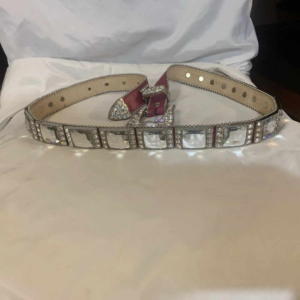 Cinturón grande de cuero BB Simon auténtico de cristal de Swarovski Foto 3 de 4