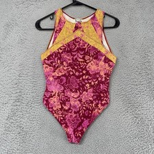 Intimately Free People Bodysuit Womens Small Pink Floral Open Back Boho Festival