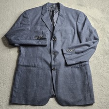 Hugo Boss Loro Piana Blazer Mens 42R Blue Heathered Zelander Wool Made In USA