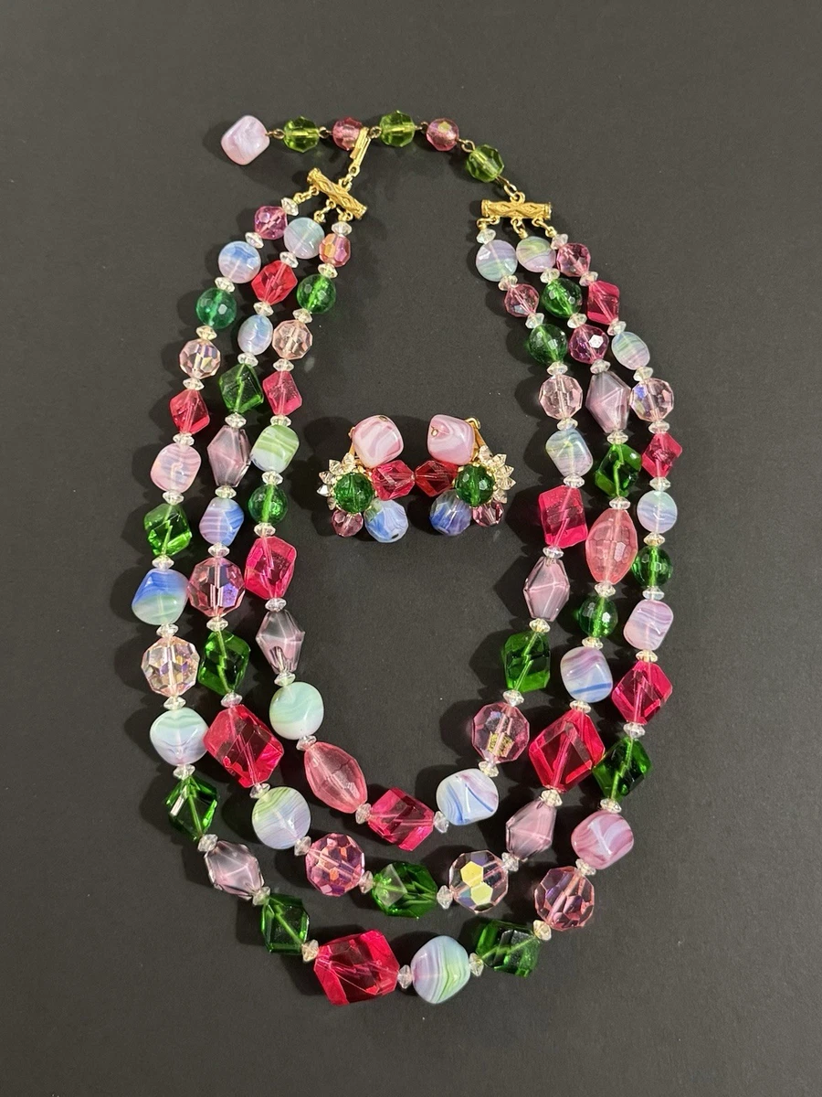 い*し様 ビンテージ　Hattie Carnegie ガラスビーズ 3連 ネック Hattie Carnegie Fashion Jewelry Sets with Vintage Vintage for sale