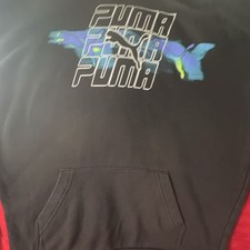 Puma Hoodie Boys Size Large 14/16 Black Gray Center Logo