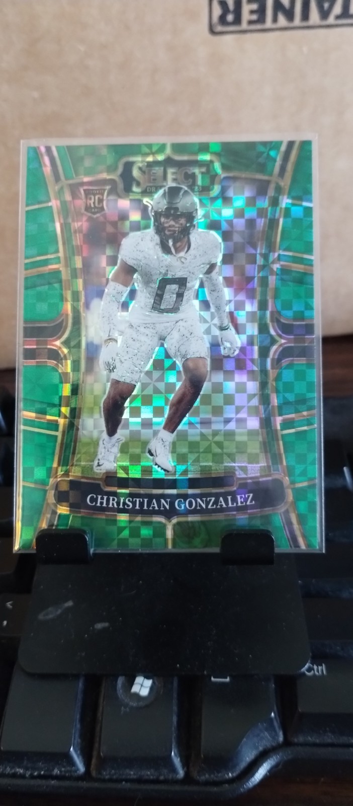 Christian Gonzalez Panini Select Draft Picks #15 Red & Green Squares