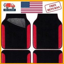 Stylish Waterproof Faux Leather Car Mats Set For Suvs Sedans - Black With Red