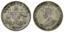Australia - 3 Pence 1934 - George V, Silver