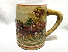 Vintage Budweiser Champion Clydesdale 1st Holiday Beer Stein CS19 Ceramarte 1980