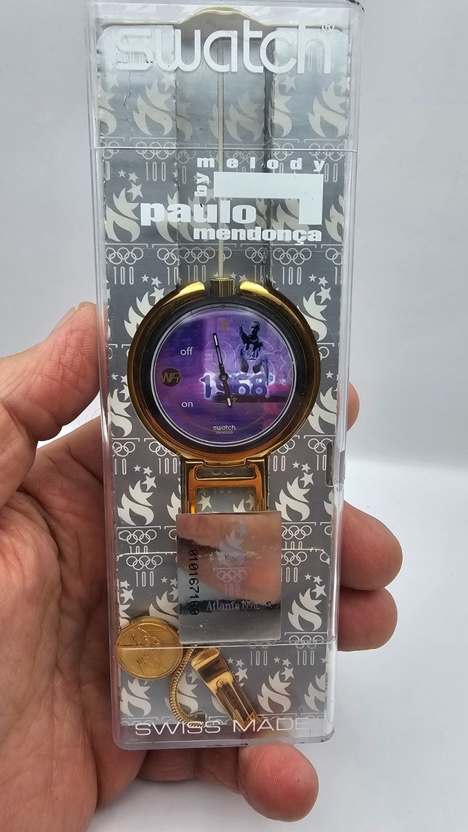 Vintage 1996 Swatch POP Musicall Bob Beamon PUZ100 - NOS MIB Read