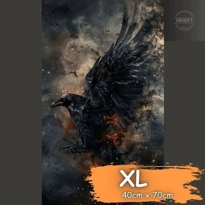 MARKENLOS Diamond Painting Bild, groß, XL / 40cm X 70cm, Der Rabe
