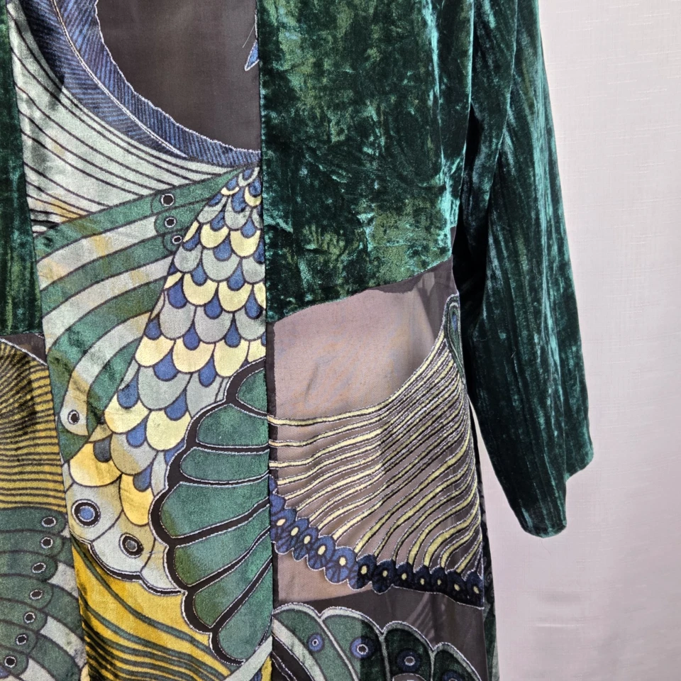 Quimono feminino Chico’s Velvet Peacock Burnout 2 (grande) fada caprichosa verde - Imagem 4 de 4