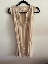 Vanessa Bruno Athe Soft Pink Flutter Sleeve Tie Waist Tunic Size 36