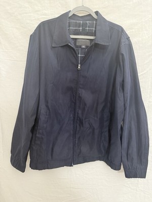 NWOT Covington Men s Navy Harrington Jacket XL Soft Touch Plaid Lined Zip Up