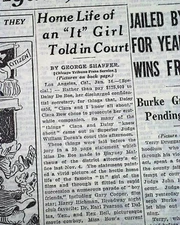 Silent Film Actress CLARA BOW & Secretary Daisy DeVoe Theft Trial 1931 Newspaper