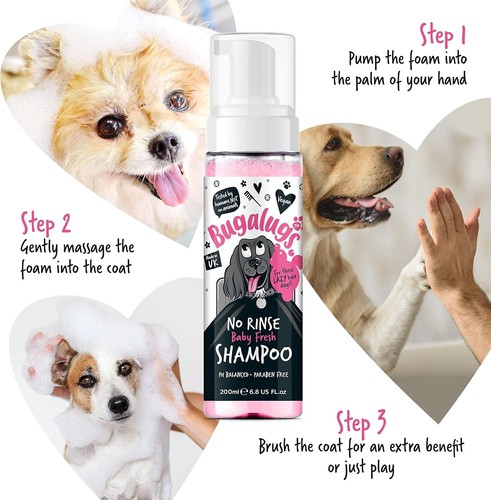 2x BUGALUGS No Rinse Dog Shampoo Baby Powder 200ml Each Itchy Skin Relief - New - Picture 8 of 9