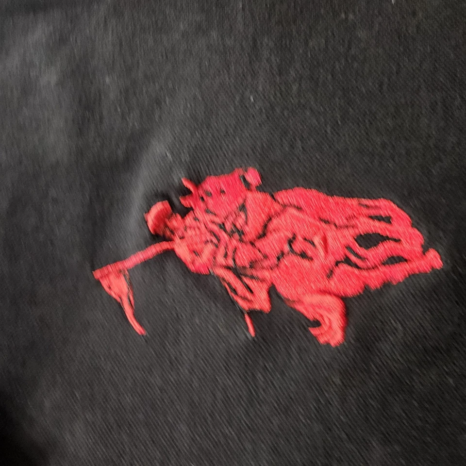 Camisa Polo Franky Max Para Hombre XL Negra Roja Bordada Logotipo de Jinete Manga 99 Foto 3 de 4