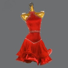 Latin Skirts Ballroom Dance Dress Stage Costume Dancewear Outfits Evening Girls