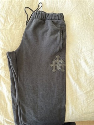 Chrome Hearts Paper Jam Triple Leather Cross Patch Sweatpants Black Pre-Owned
