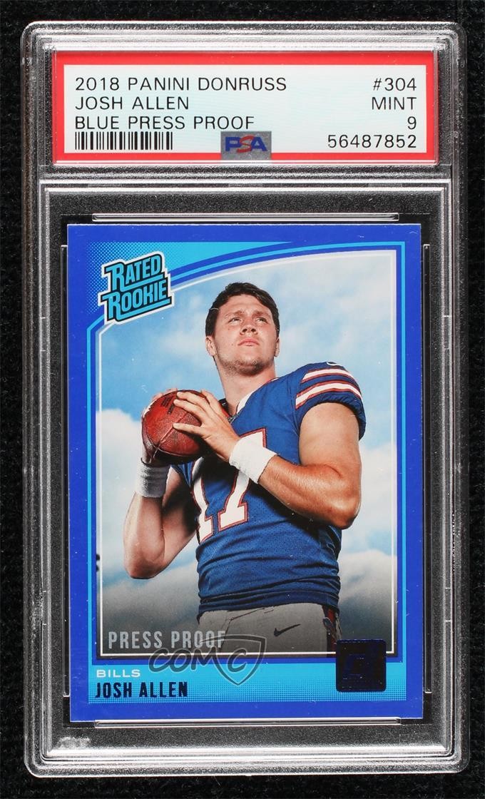 2018 Panini Donruss Rated Rookie Press Proof Blue Josh Allen PSA 9 MINT 17a5