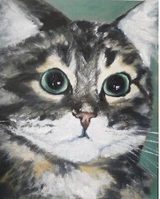 Cat Original Oil Painting Impasto Cat Portrait Artwork 24x30 cm Hand-painted