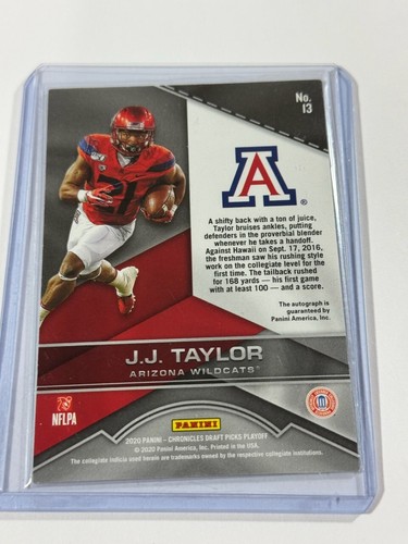 2020 Chronicles Playoff Draft Picks J.J. Taylor Rookie RC Autograph Auto #13 - Picture 2 of 2