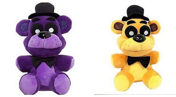 Five Nights at Freddy's FNAF Plushie Toys Purple Shadow And Gold Bear Plush  2PCS