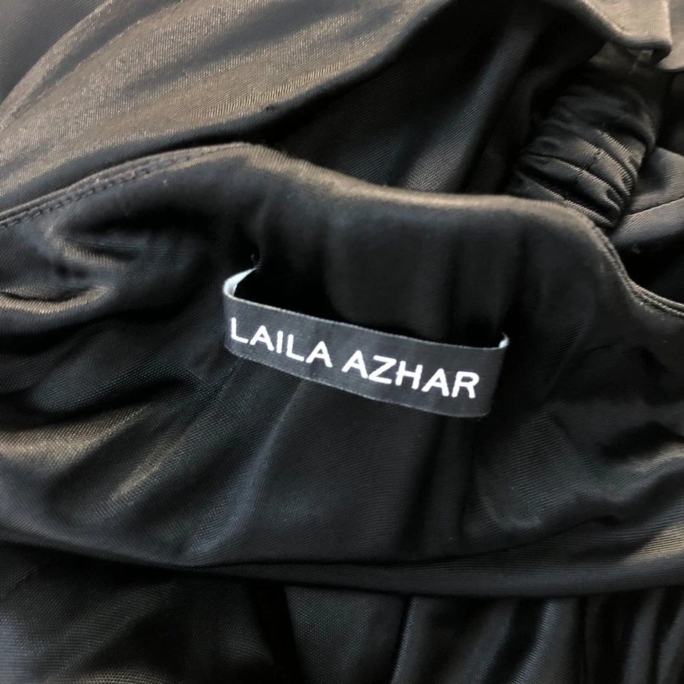 Laila Azhar Black 100% Silk Halter T Back Dress S Retails $499 - Image 3 of 4