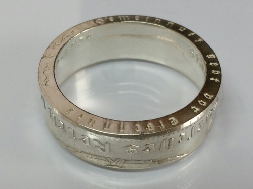 Münzring 5 Reichsmark Adler 1936-39 Silber 900er Größe 52 bis 72 Ring poliert - Picture 3 of 4