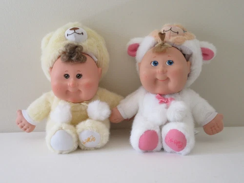Cabbage Patch Kids 25th Anniversary Lot of 2 Snugglies Dolls Bear & Lamb Costume