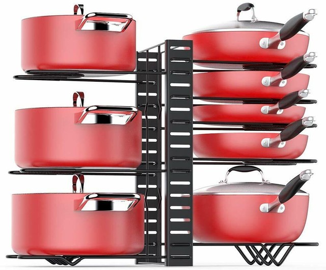 Storlux Pots And Pans Organizer Adjustable 8 Tier Pan Rack