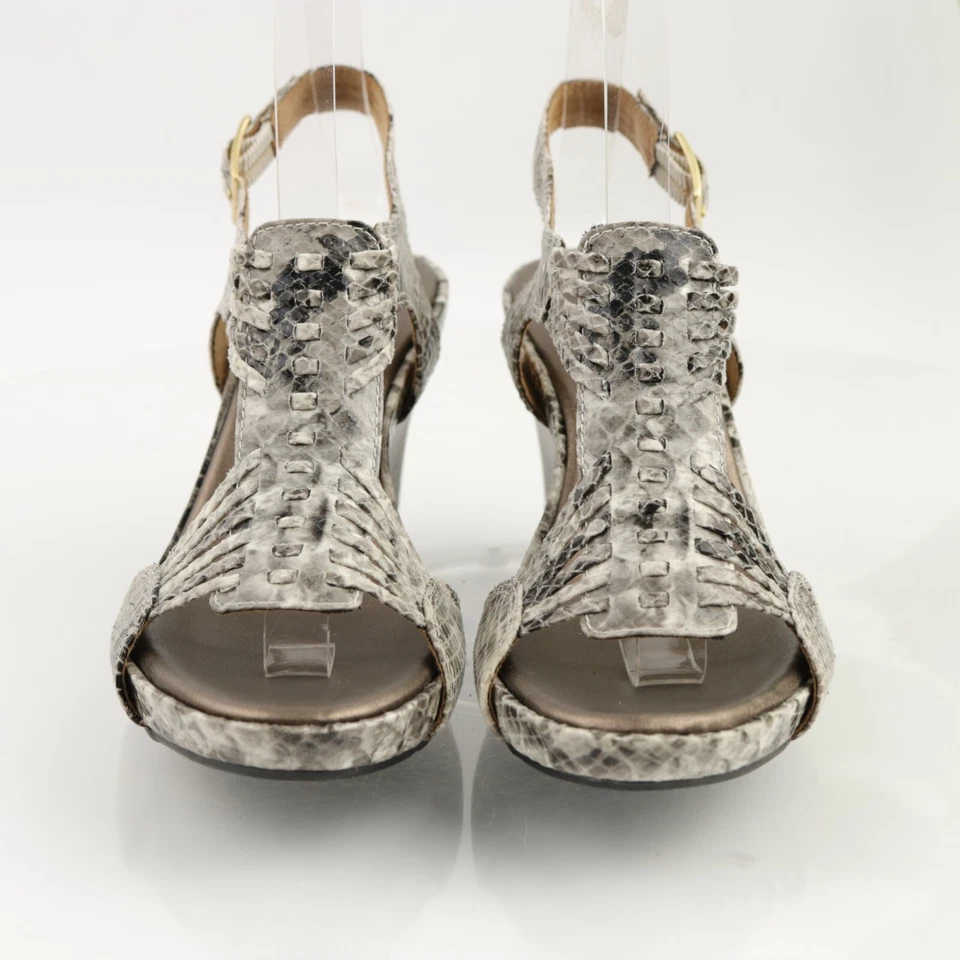 Sandália Clarks Feminina Star Gaze Tamanho 6 Cinza Preta Salto Cunha Sapato Social Slingback - Imagem 2 de 4